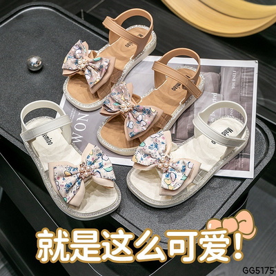 GG5175 DÉP SANDAL NƠ BÉ GÁI