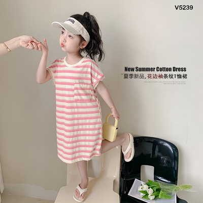 V5239 Váy suông kẻ xinh xắn cho bé
