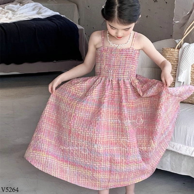 V5264 VÁY 2 DÂY BÉ GÁI
