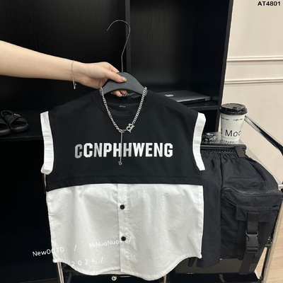 AT4801 ÁO SƠ MI SÁT NÁCH PHỐI LIỀN COTTON