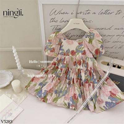 V5283 VÁY HOA CỘC TAY BÉ GÁI