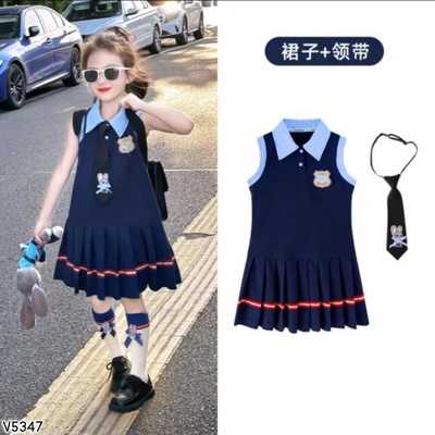 V5347 VÁY NỮ SINH KÈM CÀ VẠT CHO BÉ GÁI