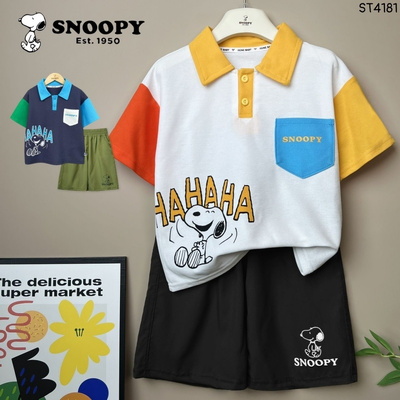 ST4181 BỘ POLO CỘC TAY PHỐI SẮC MÀU CHO BÉ