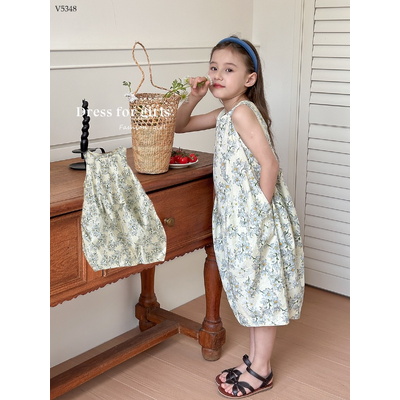 V5348 VÁY HOA SÁT NÁCH CHO BÉ GÁI NHÀ AMBBKIDS