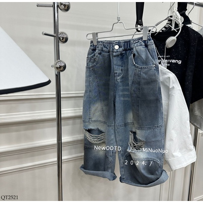 QT2521 QUẦN JEAN SUÔNG RÁCH GỐI MINUONUO
