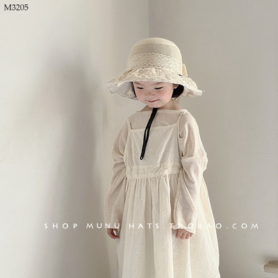 M3205 MŨ VÀNH RỘNG PHỐI NƠ REN CHO BÉ