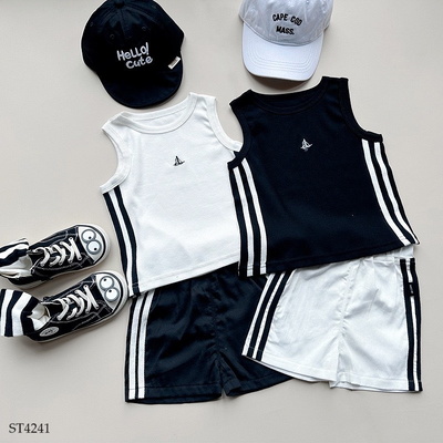 ST4241 ÁO BA LỖ PHỐI QUẦN SHORT CHO BÉ