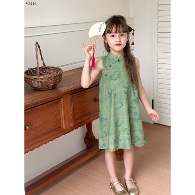 V5446 VÁY BÉ GÁI PHONG CÁCH TRUNG HOA NHÀ AMBBKIDS