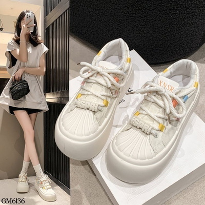 GM6136 GIÀY THỂ THAO ĐẾ DÀY PHỐI MÀU CHO NỮ