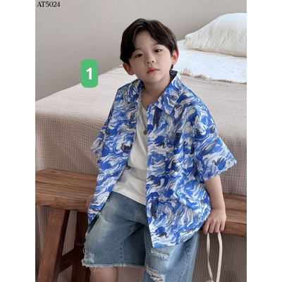 AT5024 ÁO SƠ MI HỌA TIẾT CỘC TAY BÉ TRAI