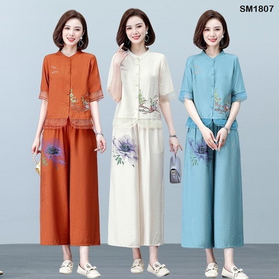 SM1807 BỘ ĐỒ VẢI LANH TRUNG NIÊN CHO MẸ