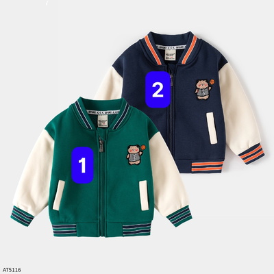 AT5116 ÁO KHOÁC BOMBER HÌNH GẤU LÓT LÔNG WELLKIDS