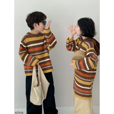 AD104 ÁO, VÁY LEN KẺ COUPLE CHO BÉ