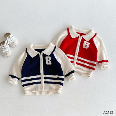 A2342 ÁO KHOÁC LEN PHỐI MÀU CHO BÉ