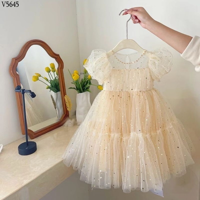 V5645 VÁY CÔNG CHÚA ĐÍNH SEQUIN CHO BÉ GÁI
