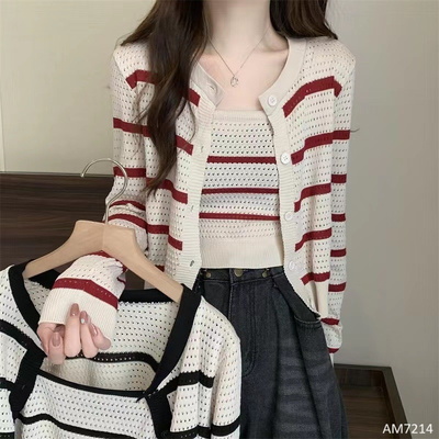 AM7214  SET ÁO 2 DÂY MIX CARDIGAN DỆT KIM