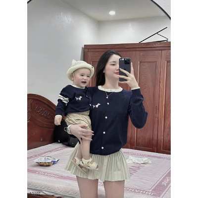 AD107 ÁO LEN CARDIGAN ĐÔI CHO MẸ VÀ BÉ