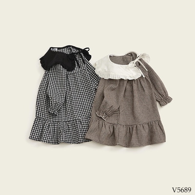 V5689 VÁY KẺ CARO BÉ GÁI
