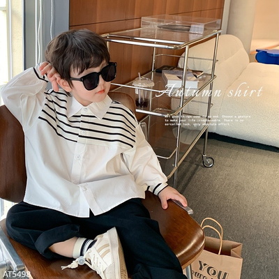 AT5498 SƠ MI KẺ DÀI TAY AMBBKIDS