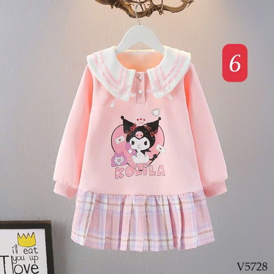 V5728 VÁY DÀI TAY KUROMI BÉ GÁI