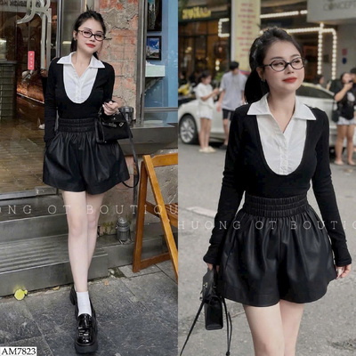AM7823 ÁO PHỐI CỔ SƠ MI CHO NỮ NHÀ WGWE