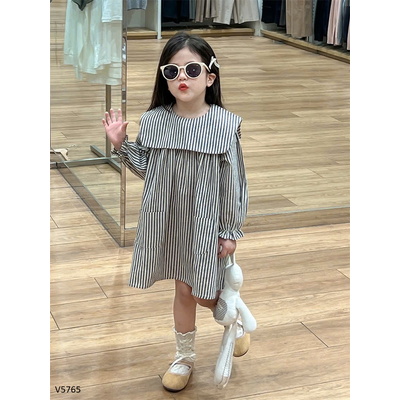 V5765 VÁY DÀI TAY KẺ SỌC