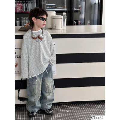 ST4482 SET ÁO THUN DÀI TAY MIX QUẦN JEAN BÉ TRAI