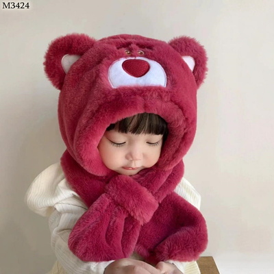 M3424 MŨ LÔNG KÈM KHĂN CUTE CHO BÉ