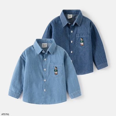 AT5791 SƠ MI DENIM BÉ TRAI WELLKIDS