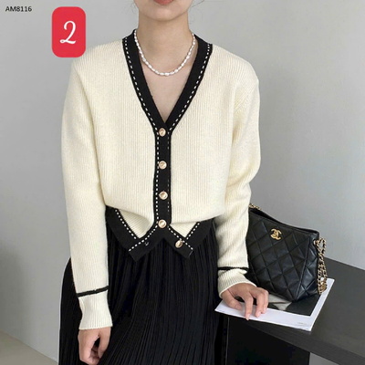 AM8116 ÁO LEN CARDIGAN CỔ  V
