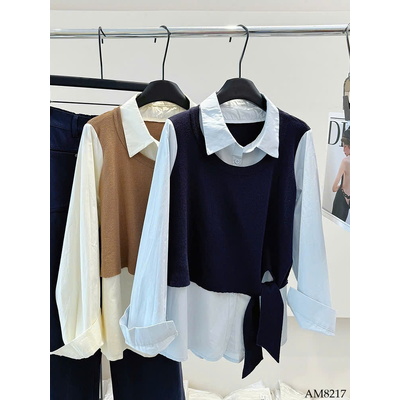AM8217 SET ÁO SƠ MI PHỐI GILE CHO NỮ