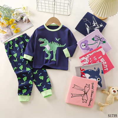 S1735 BỘ COTON DÀI TAY MẶC NHÀ CHO BÉ