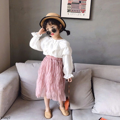 V5827  CHÂN VÁY MIDI NHĂN 2 LỚP CHO BÉ GÁI