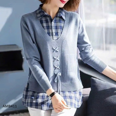 AM8411 ÁO LEN PHỐI SƠ MI
