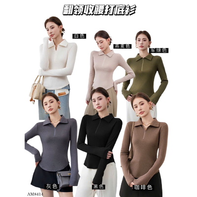 AM8414  ÁO THUN CỔ POLO KÉO KHÓA NỮ