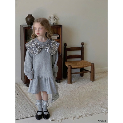 V5843 VÁY CỔ NƠ PHỐI SEQUIN