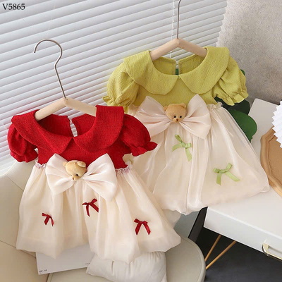 V5865 VÁY NƠ GẤU CỔ BÚP BÊ CHO BÉ GÁI