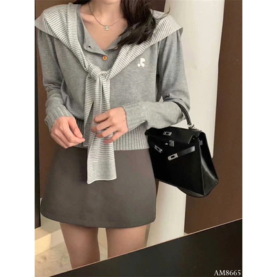 AM8665 ÁO LEN DÀI TAY KÈM KHĂN