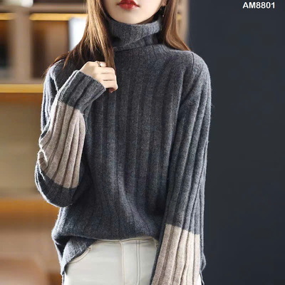 AM8801 ÁO LEN PHỐI MÀU TAY CHO NỮ