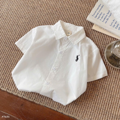AT6151 ÁO SƠ MI CỘC TAY THÊU NGỰA