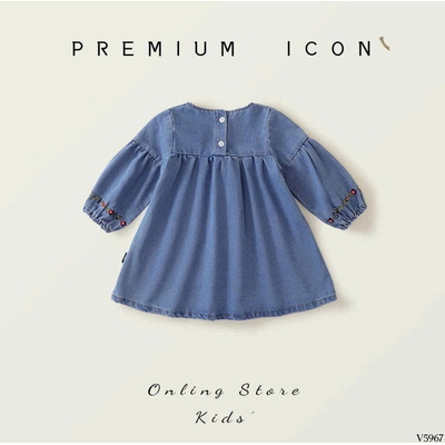 V5967 VÁY DENIM THÊU BÉ GÁI