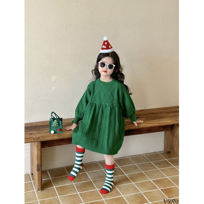 V5970 VÁY LEN CHO BÉ DIỆN NOEL