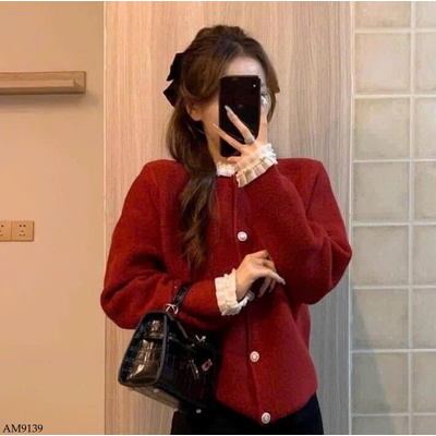 AM9139 ÁO LEN CARDIGAN CỔ BÈO CHO NỮ