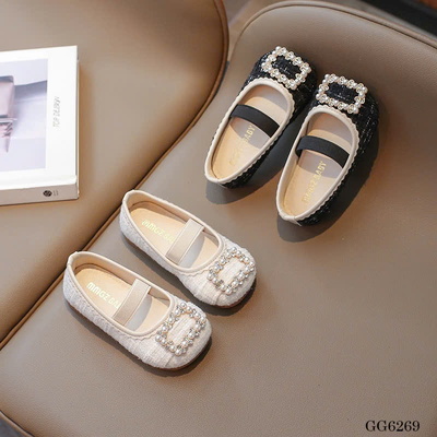 GG6269 GIÀY BÚP BÊ DẠ PHỐI KHUY NGỌC