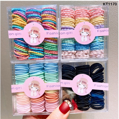 KT1170 SÉT 3 HỘP 90 DÂY CHUN BUỘC TÓC SẮC MÀU