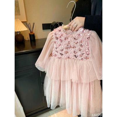 V6070 VÁY CÔNG CHÚA HỒNG PHỐI BLINGBLING CHO BÉ YÊU