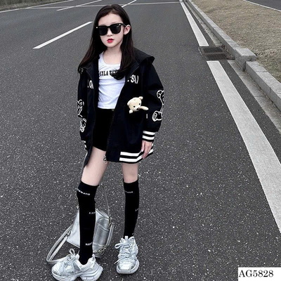 AG5828 ÁO KHOÁC KÈM GẤU BÔNG BÉ GÁI