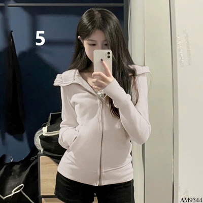 AM9344 ÁO KHOÁC NỈ DÁNG ÔM CÓ MŨ NỮ