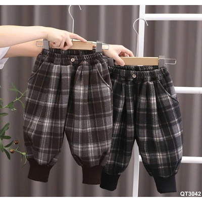 QT3042 QUẦN KẺ LÓT LÔNG ỐNG BO BÉ TRAI