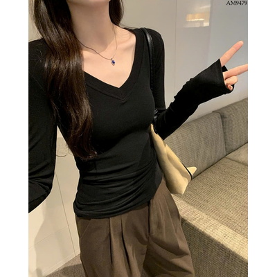 AM9479 ÁO CỔ V DÁNG ÔM CHO NỮ
